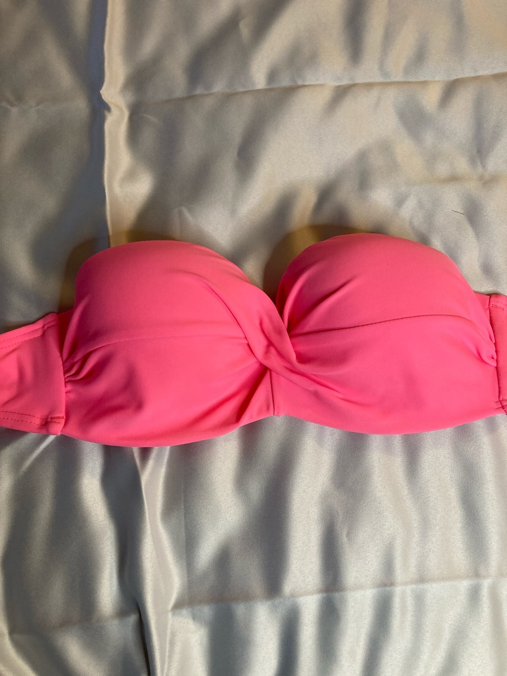 Strapless Pink Twist-Front Bikini Top